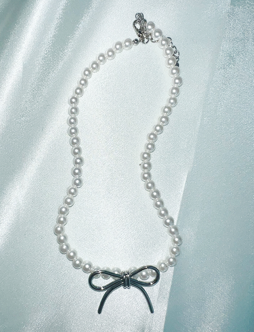 [당일출고] 1p Silver Ribbon Choker Necklace
