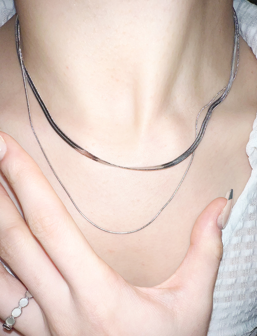 [당일출고/써지컬스틸] Two-layer necklace