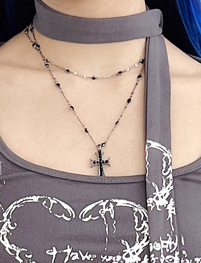 [당일출고] Black Cross Necklace