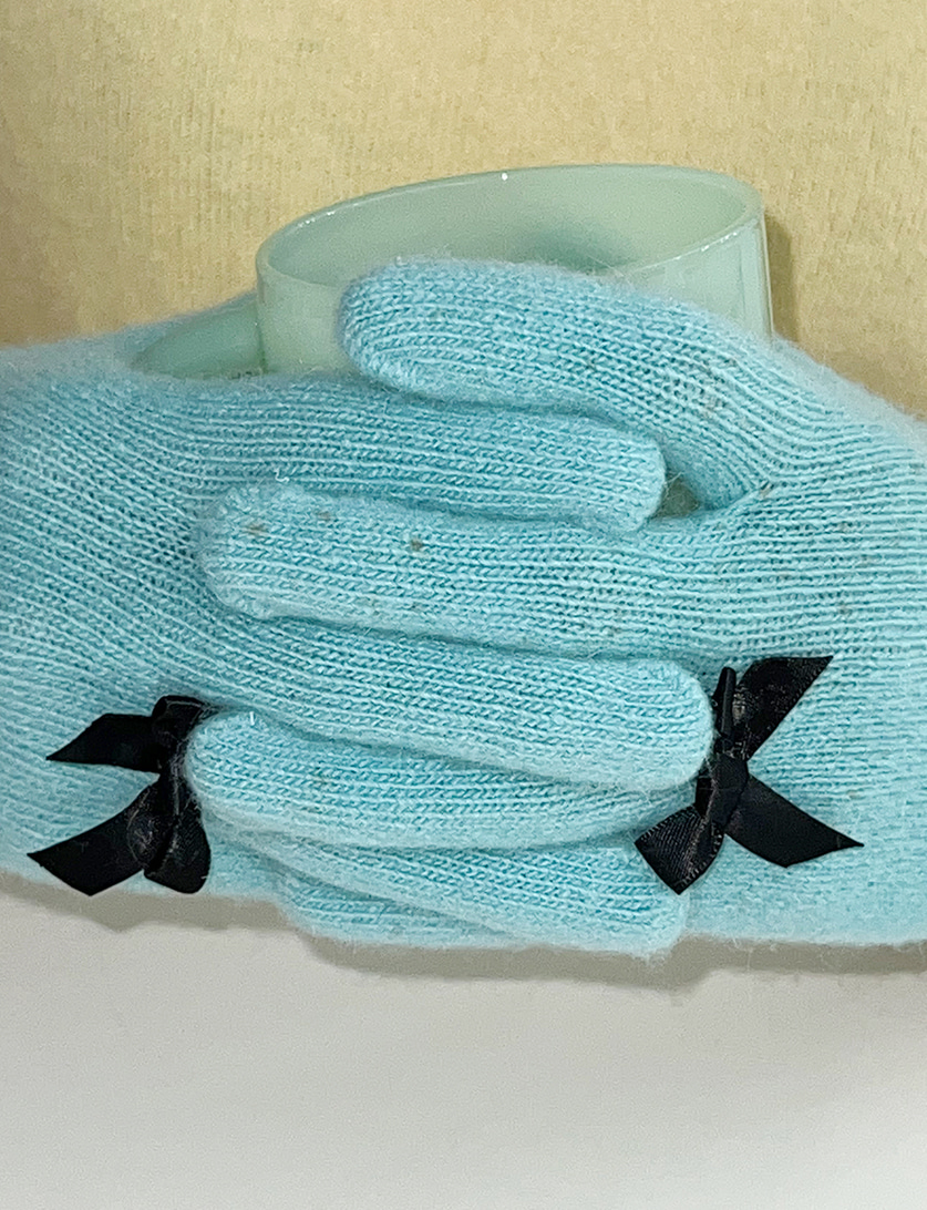 [당일출고] Angora Ribbon Gloves Mint blue