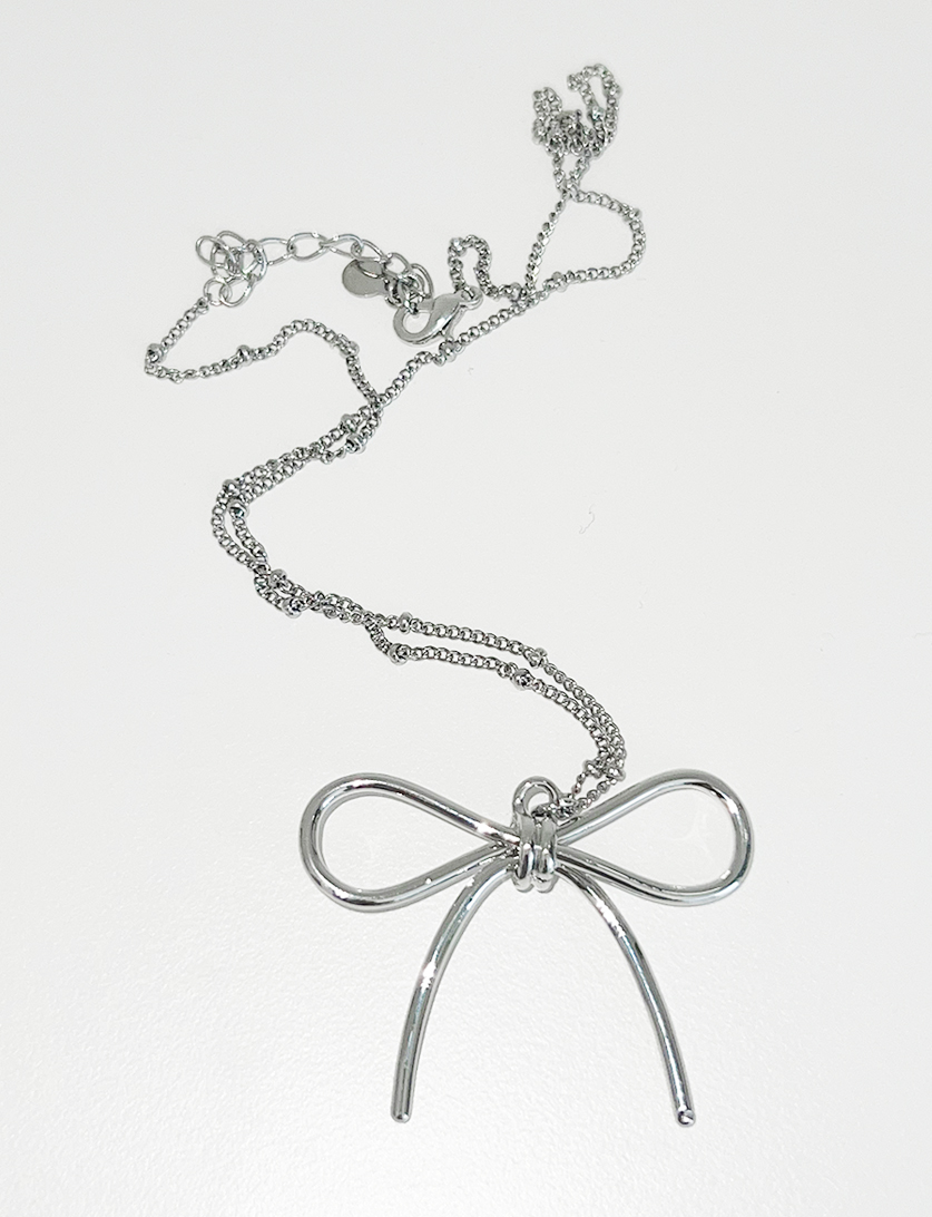 [써지컬스틸] Casual ribbon necklace